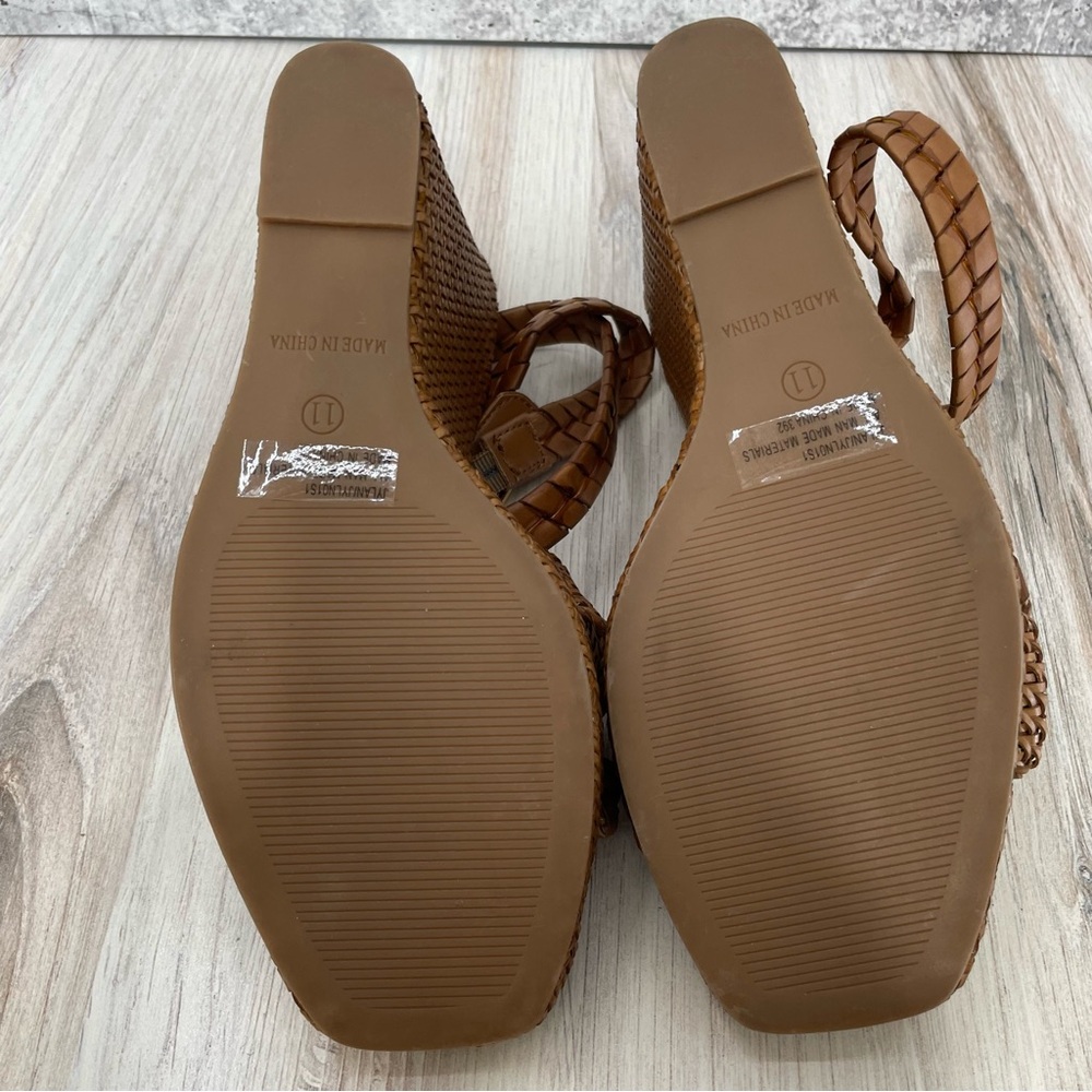Steve Madden Jylan Woven Wedge Sandals Cognac Brown 11 New - Picture 9 of 11